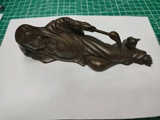 buddha couché au chat bronze