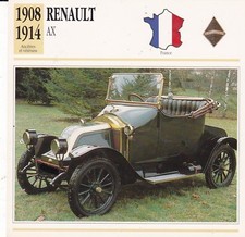 RENAULT AX - FRANCE 1914 - OLDTIMER CAR COLLECTOR CARD