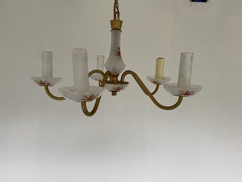 Lustre ancien opaline blanche - opaline,