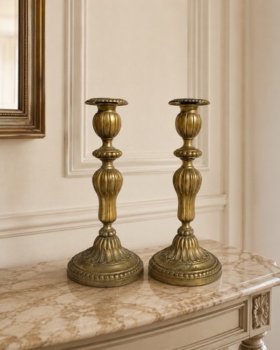 Paires bougeoirs anciens - paires,