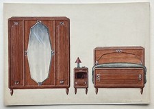 Antique drawing architecture interior decoration furniture bedroom furniture Art Deco