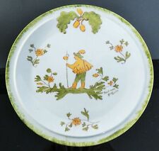 ANTIQUE PORCELAIN FLAT PLATE ENAMEL DECOR MOUSTIER HAND PAINTED SIGN