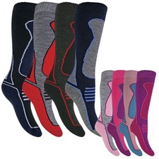 4 Paires Enfant Hiver Hautes Laine Chaussettes Ski pour Bottes
