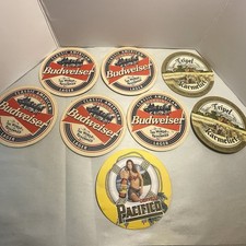 Budweiser Coasters Beer Round Bar Tripel Karmeliet Pacifico Vintage Advertising