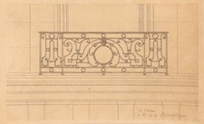 1 drawing by an architect late 19th early 20th century BALUSTRADE IN CAEN Place République