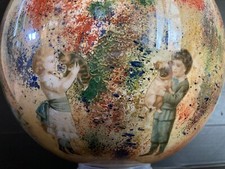 (1) Ball Wig Holder Blown Glass Painted Decor 16 Chrome XIX Retro Charm