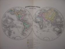 WORLD MAP Divisions of the Human Species Races c1880 World Map