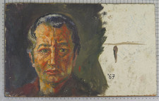 Tableau À L'Huile Daté 1967 Autoportrait Du Peintre Pancaldi Portrait Peint P