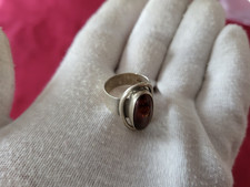 BAGUE ARGENT & AMBRE - POINCON