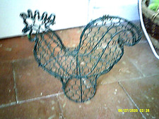 Poule en grillage et fil de fer, Verte. Vintage, NEUVE.