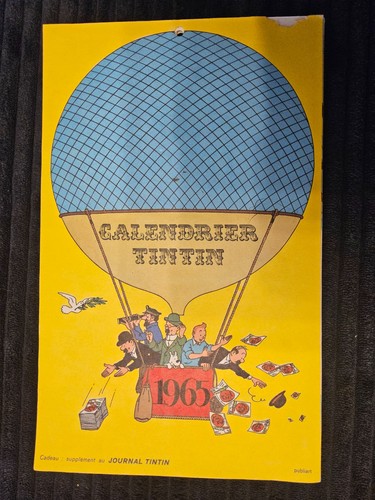 Tintin rare calendrier 1965 - tintin,