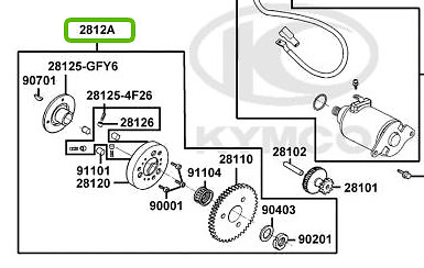 Roue folle demarreur kymco - roue,