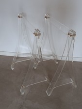 Design Vintage Paire 2 Tretaux Plexiglas 1970 "Les Invisibles Du Marais"