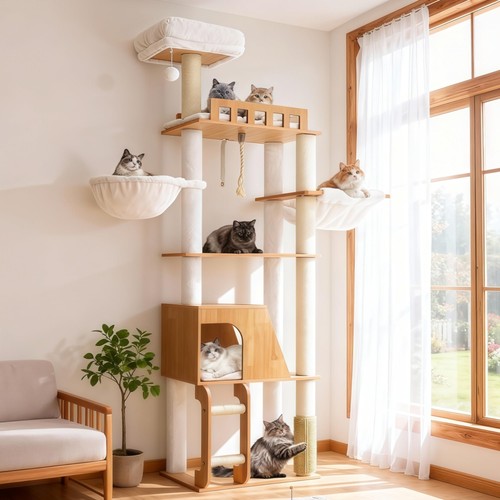 Arbre chat moderne bois - à,