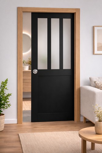 Porte coulissante atelier noir - porte,