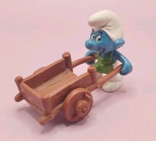 40206 schtroumpf jardinier et brouette marron smurf pitufo puffi puffo rare