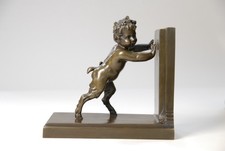 Art Nouveau- Faune- Très beau presse livre en bronze, signé Milo