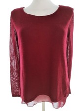✨ VINTAGE Pull long tunique pour Femmes Bordeaux 38 Manches longues Encolure ✨