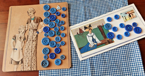 Boutons porcelaine bleu - 42,