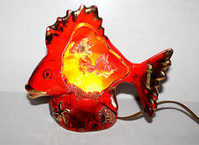VALLAURIS - RARE PRETTY NIGHTLIGHT FISH LAMP, CERAMIC ENAMELLED CORALS, TOULON