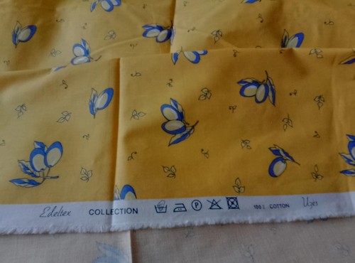 Coupon tissu jaune provençal - tissu,
