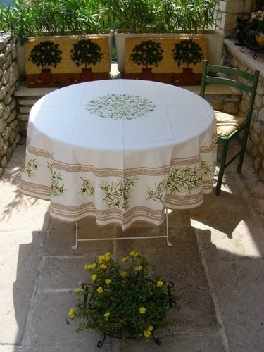 Nappe ronde coton enduit - , clos