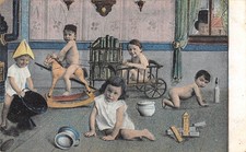 Postcard fantasy / representative of babies / children's games / wooden horse