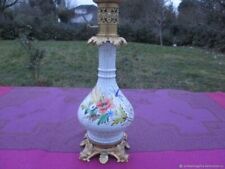 Antique Dragonfly Painting Porcelain Bronze Petroleum Lamp 19th Century