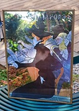 ANCIEN MIROIR SÉRIGRAPHIÉ DIVAN JAPONAIS D'APRÈS TOULOUSE LAUTREC VINTAGE