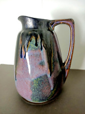 Antique Enamelled Ceramic Pitcher Signed: Denbac.