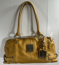Tignanello Yellow Mustard Shoulder Bag Purse Wallet Holder 16" Wide