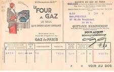 Invoice.AM20464.Paris.1926.Société du gaz de Paris.Le oven à gaz.Byrrh.Quit