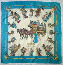 HERMÈS "OMNIBUS et Voiture de Place " foulard 100% soie  en (T)BEG vintage