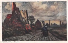 Old postcard war / illustrator sign paulus.p. CHARLEROI ASILE DES SOLDIERS INVALIDIDES