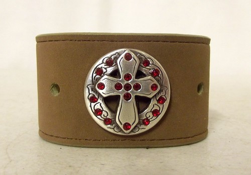 Leather wrist cuff bracelet - leather,