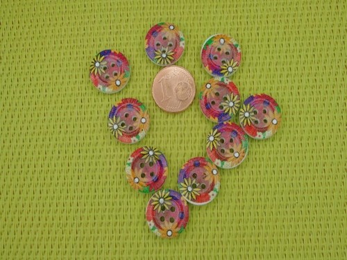 Lot boutons bois peint - lot, de