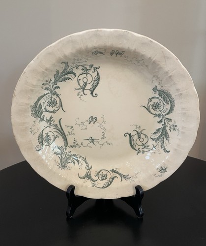 Ancien plat rond creux terre - plat,