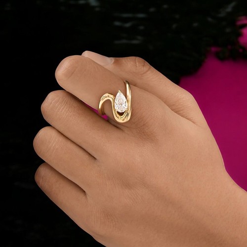 Bague diamant taille poire - , 1