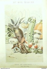 Chromo Au Bon Marche Fruits Animes # 7 (Vegetable Wedding) 1900