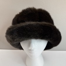 LA MAISON DE LA FAUSSE FOURRURE High Quality Faux Fur Black Mink Winter Hat Sz57