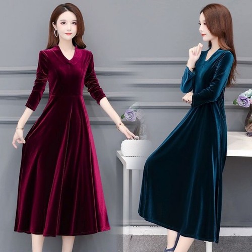 Femme velours midi robe - femme,