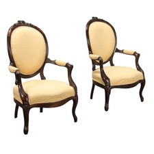 Fauteuils Anciens Style Baroque Hêtre Rembourrage XXe Siècle Originaux