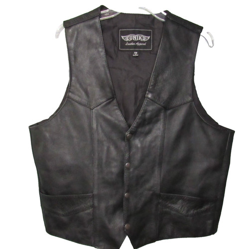 Unik mens black leather - mens, vest