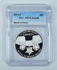 2011-P Medal Of Honor Commemorative Silver Dollar PR70 DCAM ICG