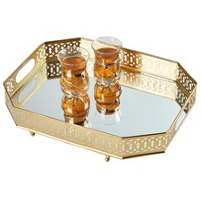 Orient Miroir Oriental Marocain Plateau De Service Doré Rectangulaire