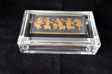 Vintage 20th C Val St Lambert "Danse de Flore" large crystal jewelry box c 1910