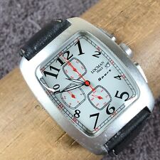 Locman Italy Men 487 Chronograph Date Sport Aluminum Leather Quartz Watch 7 1/2"