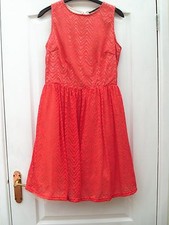 PETITE MAÎTRESSE CORAIL PAPRIKA JOLIE ROBE FLOTTANTE À BRETELLES OURLET FILET RECOUVERT DE DENTELLE 