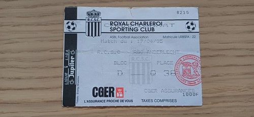 Ticket 1995 charleroi vs - sc,