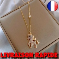 Collier Licorne Cheval Strass Pendentif Animal Femme Fille Bijoux Chaine Cadeau